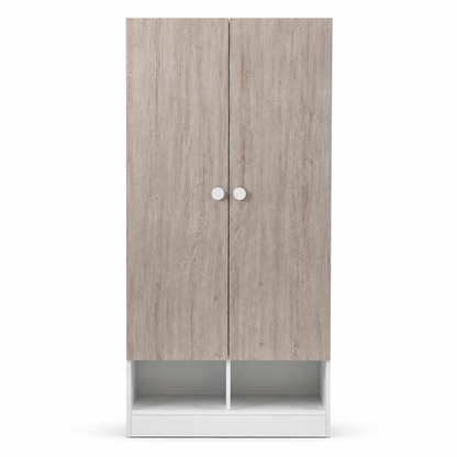 Home Box Ivory 2-Door Wardrobe with 2 Open Shelves – 80 × 40 × 180 cm