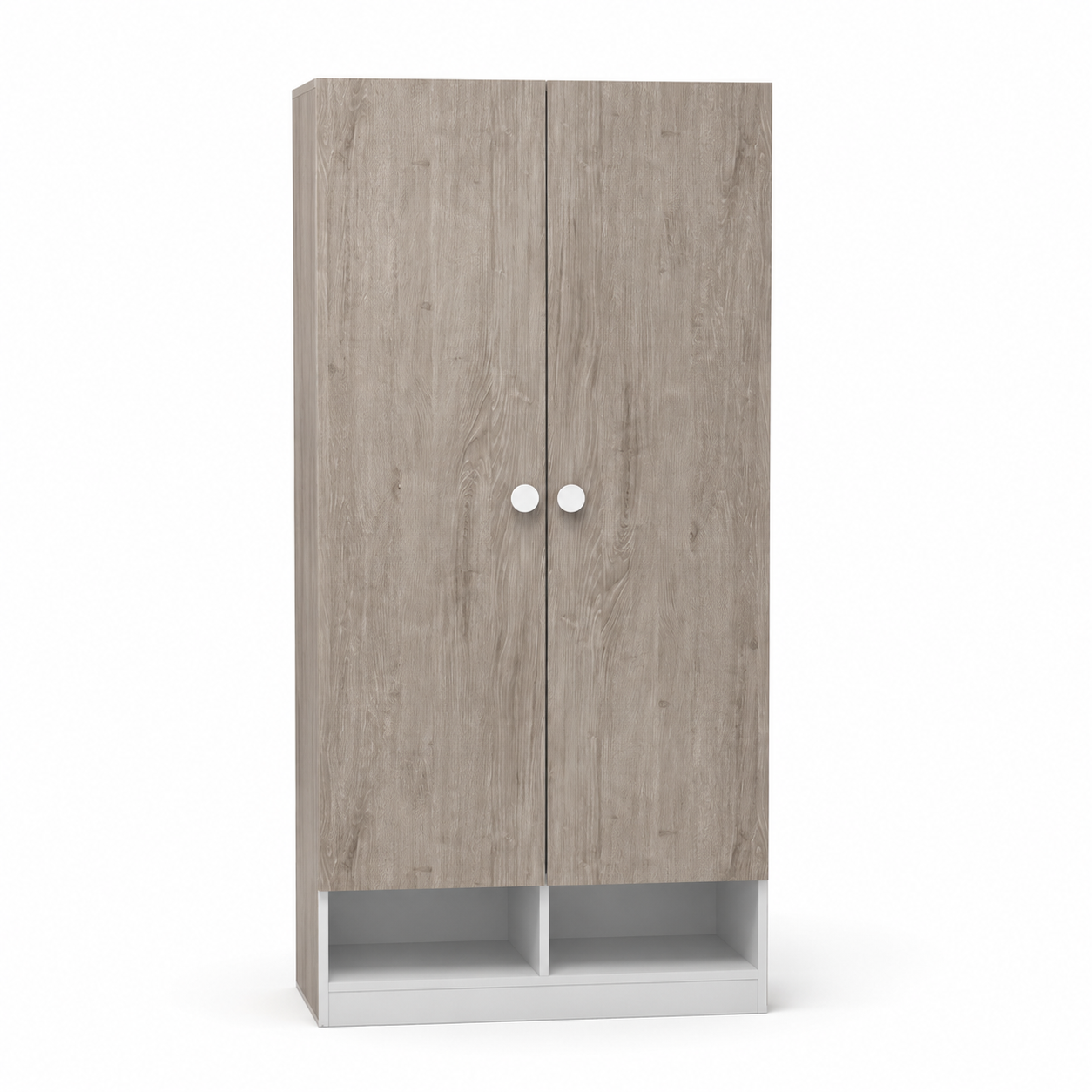 Home Box Ivory 2-Door Wardrobe with 2 Open Shelves – 80 × 40 × 180 cm