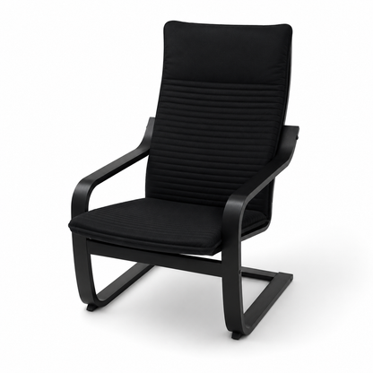 IKEA POÄNG Armchair with Knisa Black Cushion – Black-Brown – 68 × 83 × 100 cm