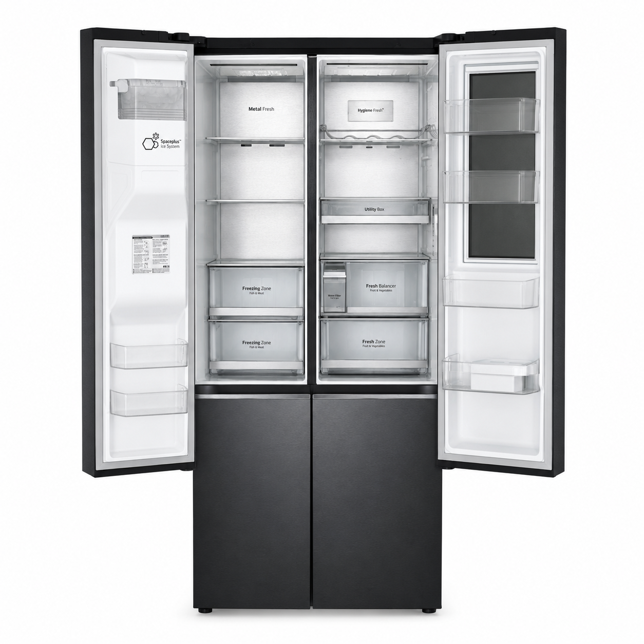 LG GR-X267CQES InstaView™ Side-by-Side Refrigerator – 617L – Matte Black