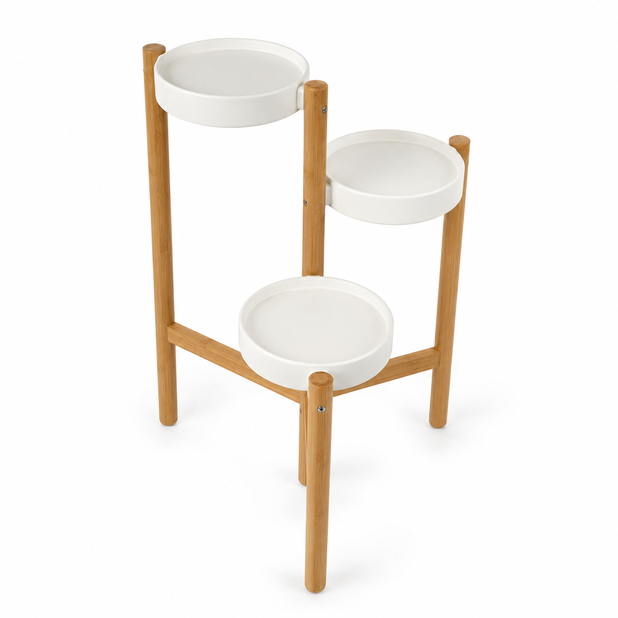 IKEA SATSUMAS 3-Tier Plant Stand – Bamboo/White – 78 cm