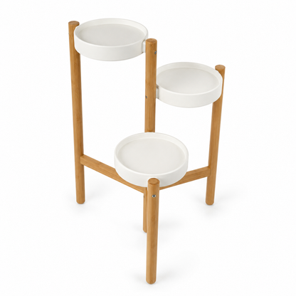 IKEA SATSUMAS 3-Tier Plant Stand – Bamboo/White – 78 cm