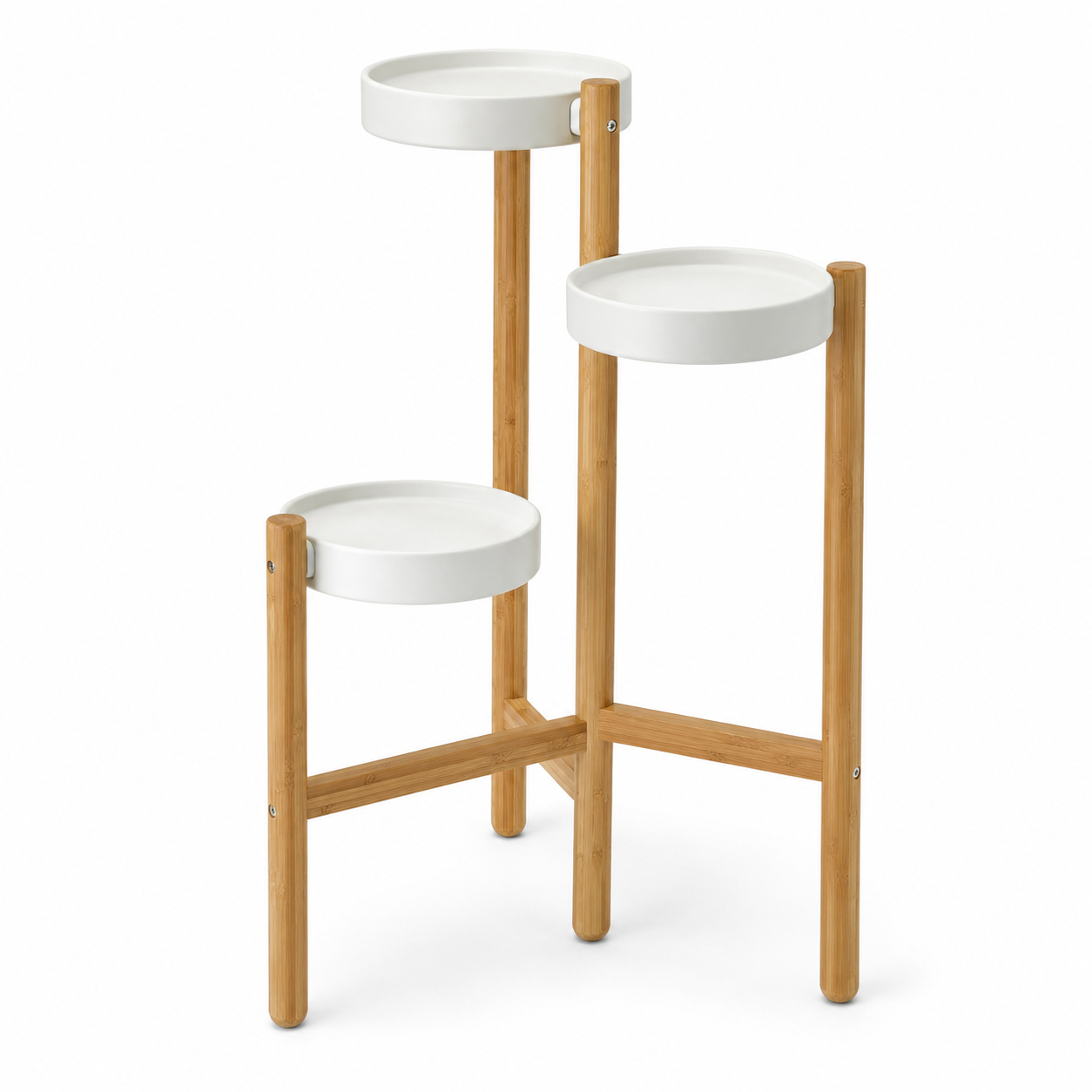 IKEA SATSUMAS 3-Tier Plant Stand – Bamboo/White – 78 cm