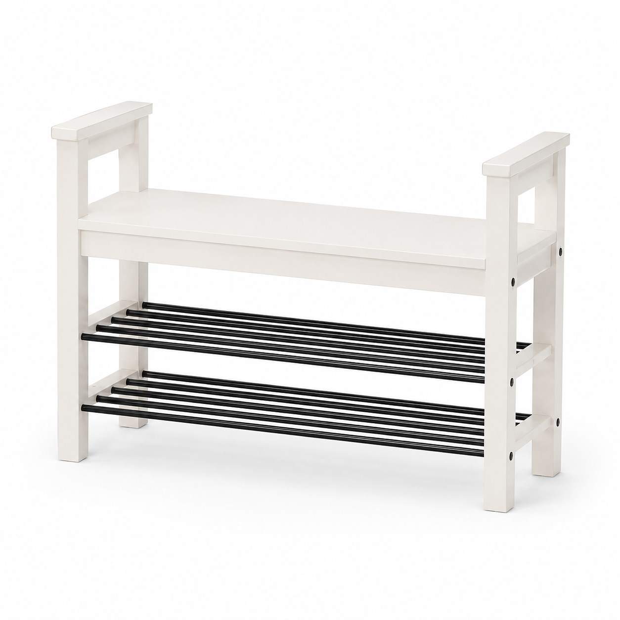 IKEA TJUSIG Bench with Shoe Storage – White – 108 × 34 × 50 cm