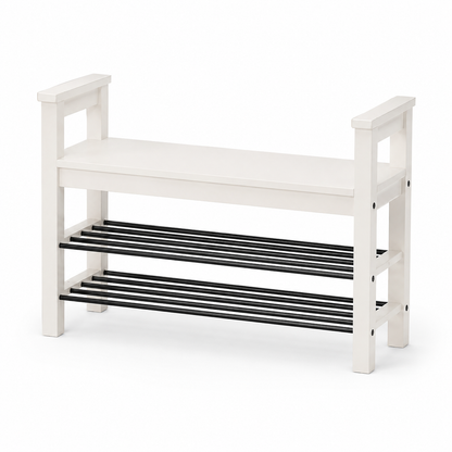 IKEA TJUSIG Bench with Shoe Storage – White – 108 × 34 × 50 cm