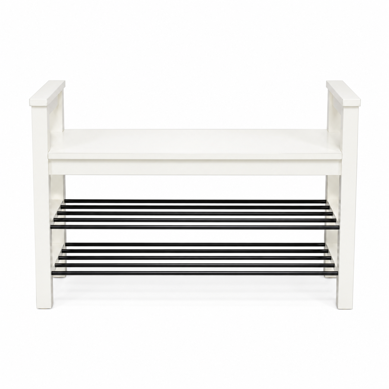 IKEA TJUSIG Bench with Shoe Storage – White – 108 × 34 × 50 cm