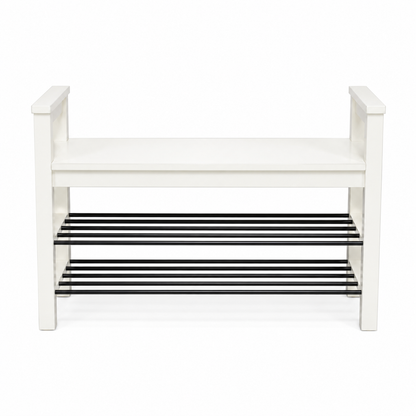 IKEA TJUSIG Bench with Shoe Storage – White – 108 × 34 × 50 cm