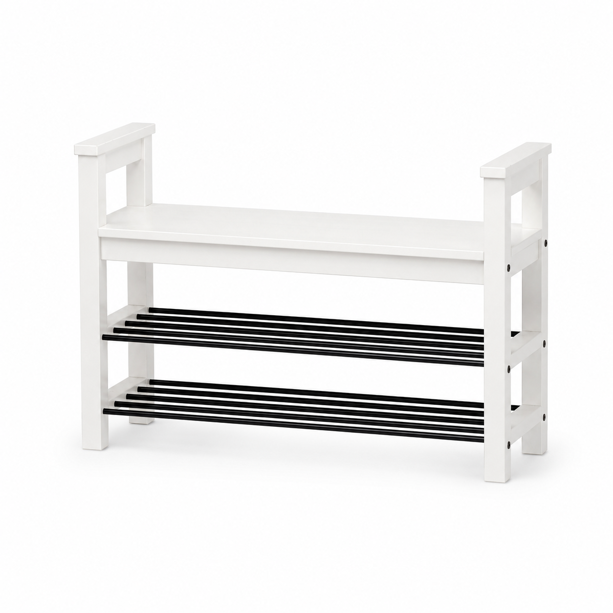 IKEA TJUSIG Bench with Shoe Storage – White – 108 × 34 × 50 cm