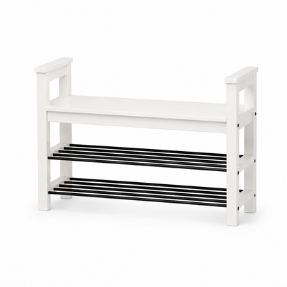 IKEA TJUSIG Bench with Shoe Storage – White – 108 × 34 × 50 cm