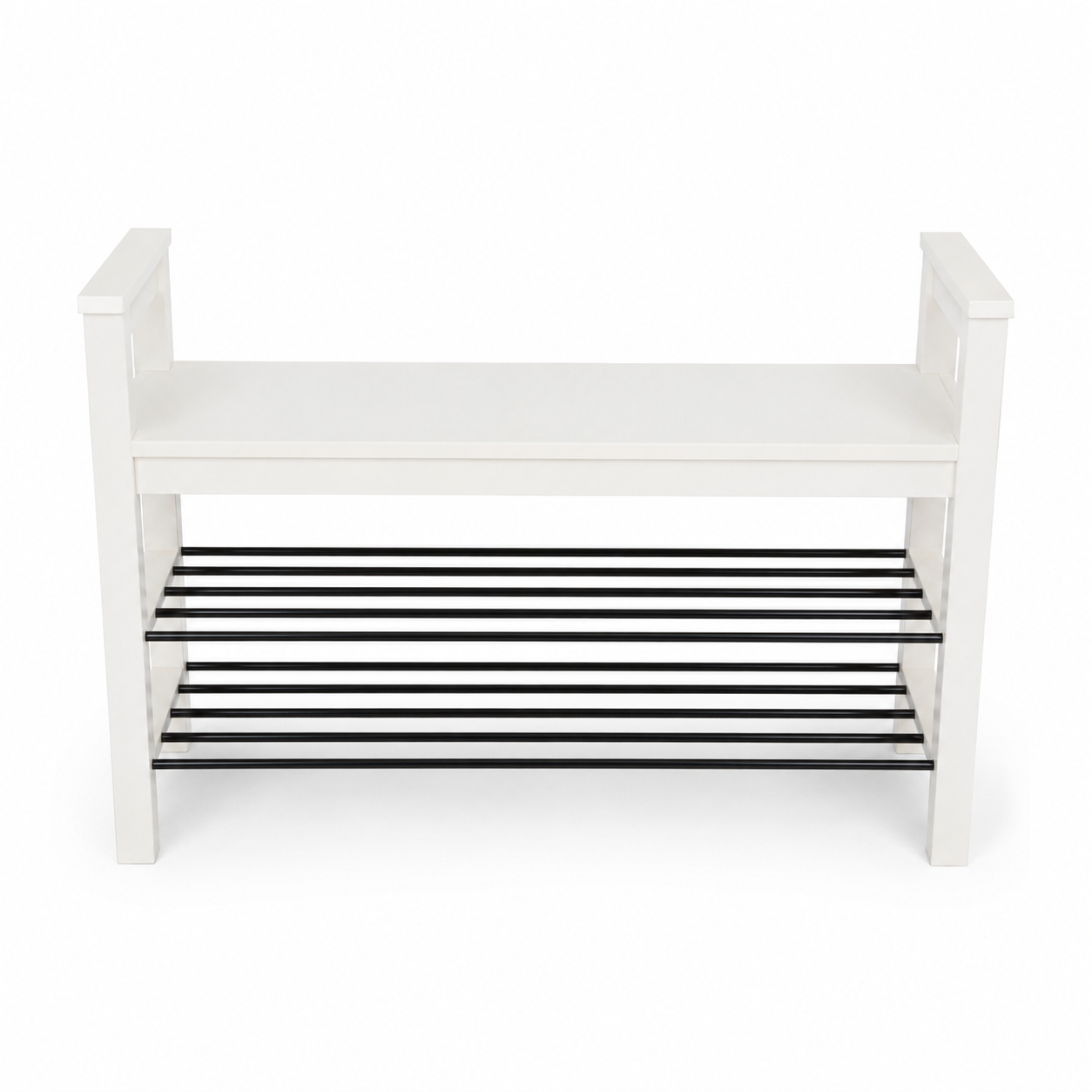IKEA TJUSIG Bench with Shoe Storage – White – 108 × 34 × 50 cm