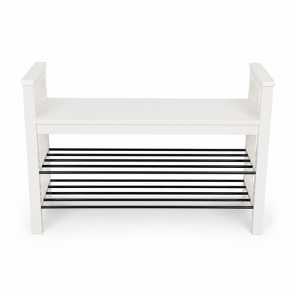 IKEA TJUSIG Bench with Shoe Storage – White – 108 × 34 × 50 cm