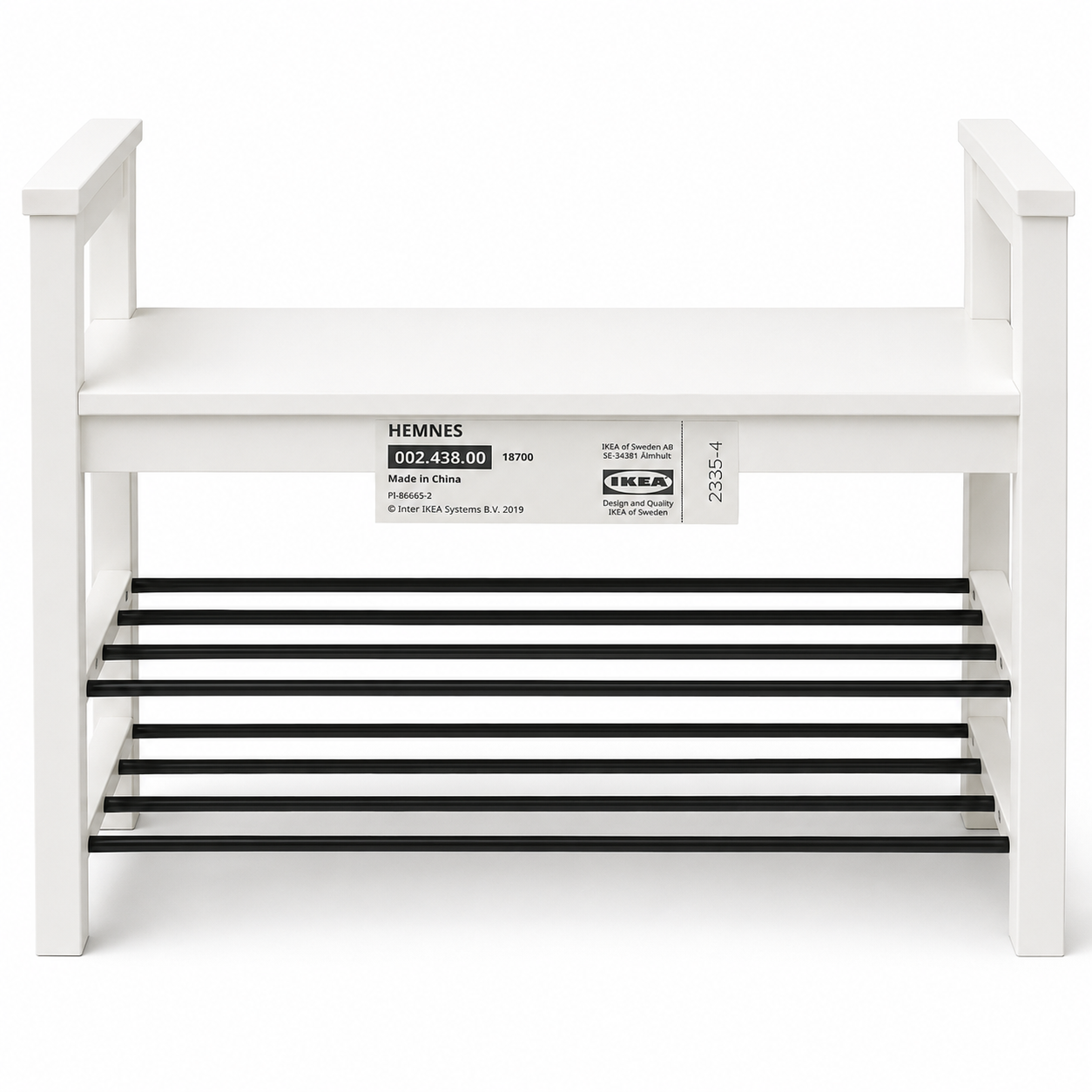 IKEA TJUSIG Bench with Shoe Storage – White – 108 × 34 × 50 cm