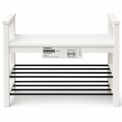 IKEA TJUSIG Bench with Shoe Storage – White – 108 × 34 × 50 cm