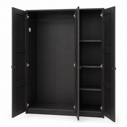 IKEA RAKKESTAD 3-Door Wardrobe – Black-Brown – 117 × 55 × 176 cm