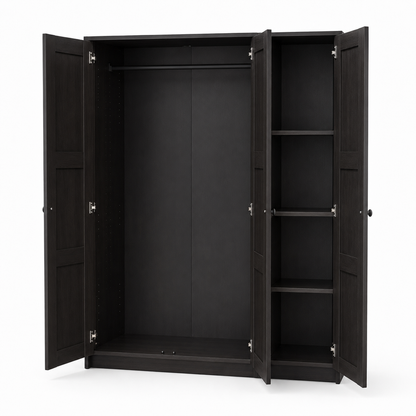 IKEA RAKKESTAD 3-Door Wardrobe – Black-Brown – 117 × 55 × 176 cm