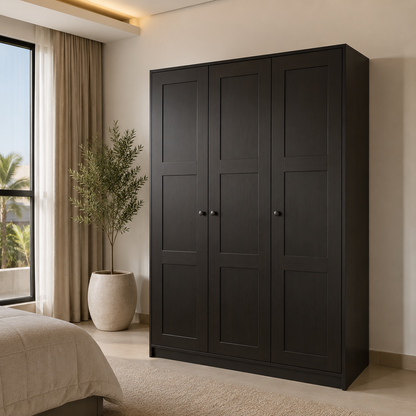 IKEA RAKKESTAD 3-Door Wardrobe – Black-Brown – 117 × 55 × 176 cm