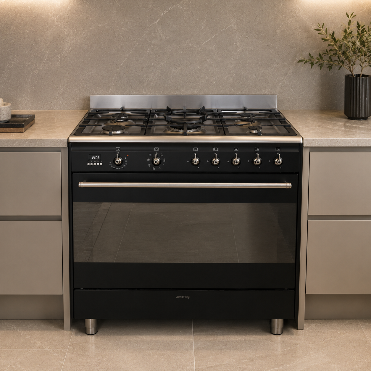 Smeg SSA91MAA9 90cm 5-Burner Dual-Fuel Cooker – Anthracite – 115L Oven