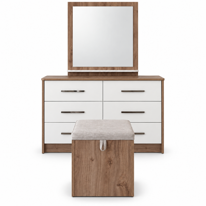 Home Centre Etna 6-Piece King Bedroom Set – Oak & White – 180 × 200 cm