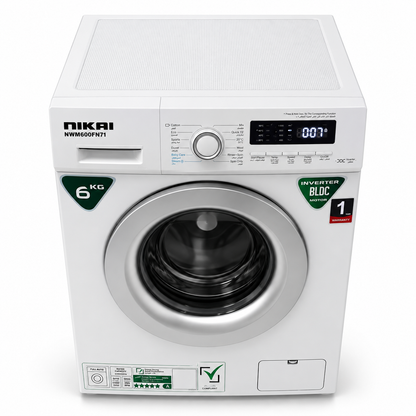 Nikai NWM600FN7I 6kg Inverter Front Load Washing Machine – 1000 RPM – White