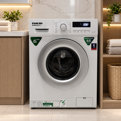 Nikai NWM600FN7I 6kg Inverter Front Load Washing Machine – 1000 RPM – White