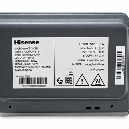 Hisense H20MOWS15 20L Digital Solo Microwave Oven – 700W – White