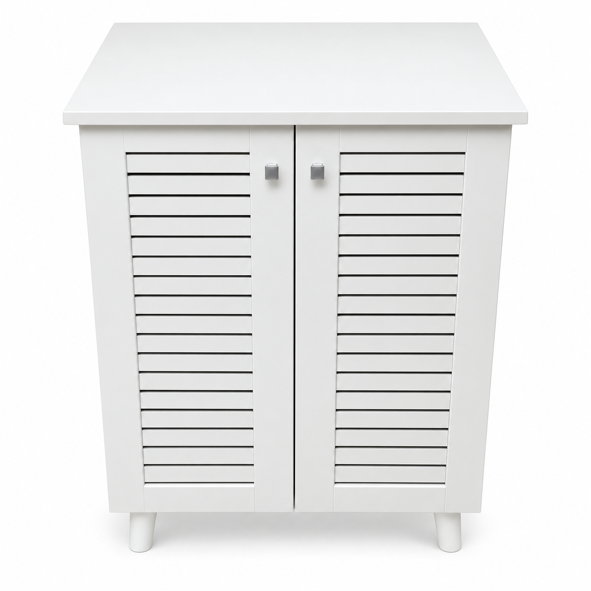 Home Box Ventra 2-Door Louvered Shoe Cabinet with 5-Tier Storage – White