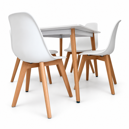 Home Centre Meadow 4-Seater Wooden Top Dining Set – White & Natural