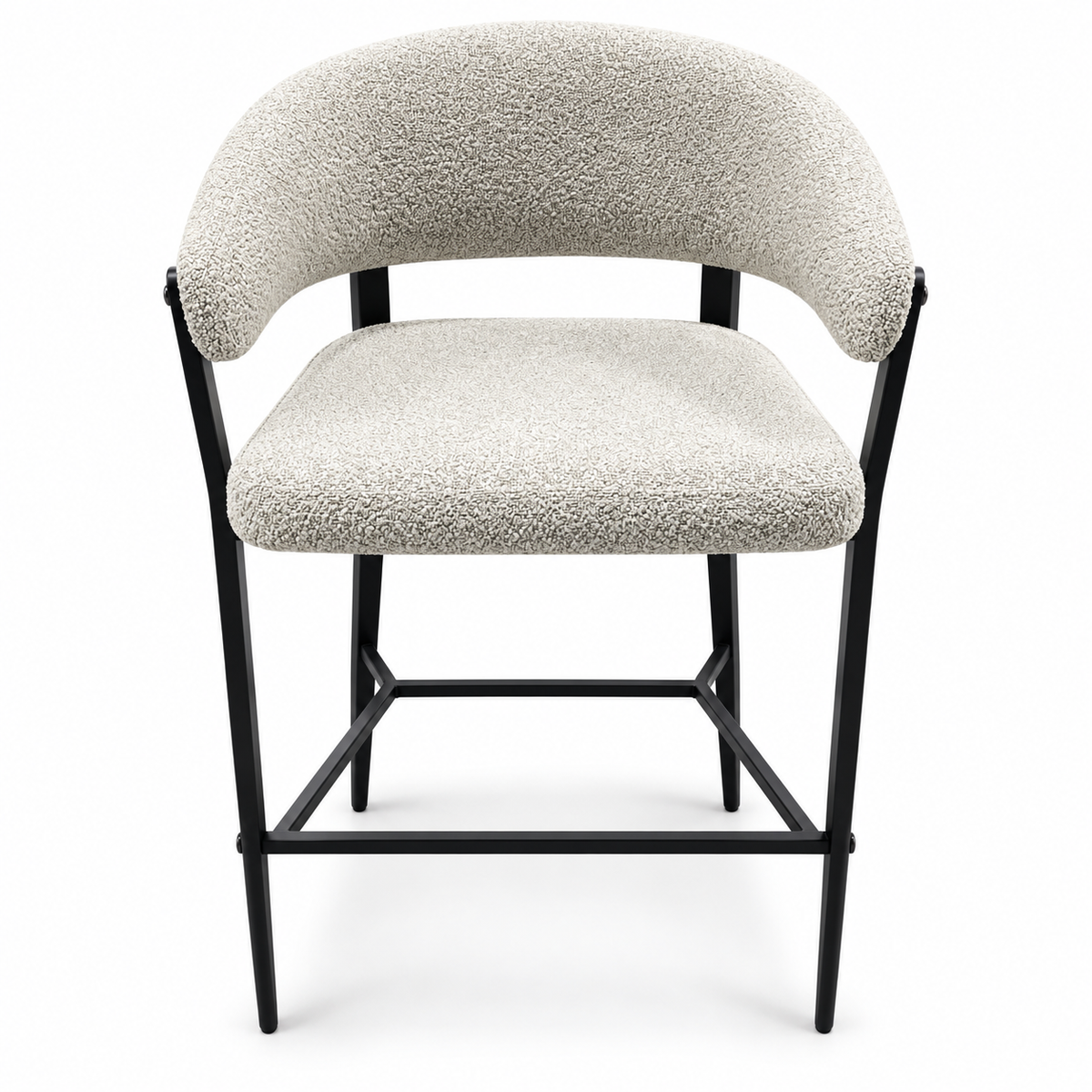PAN Home Erwan Bouclé Bar Chair with Curved Backrest – Beige & Black
