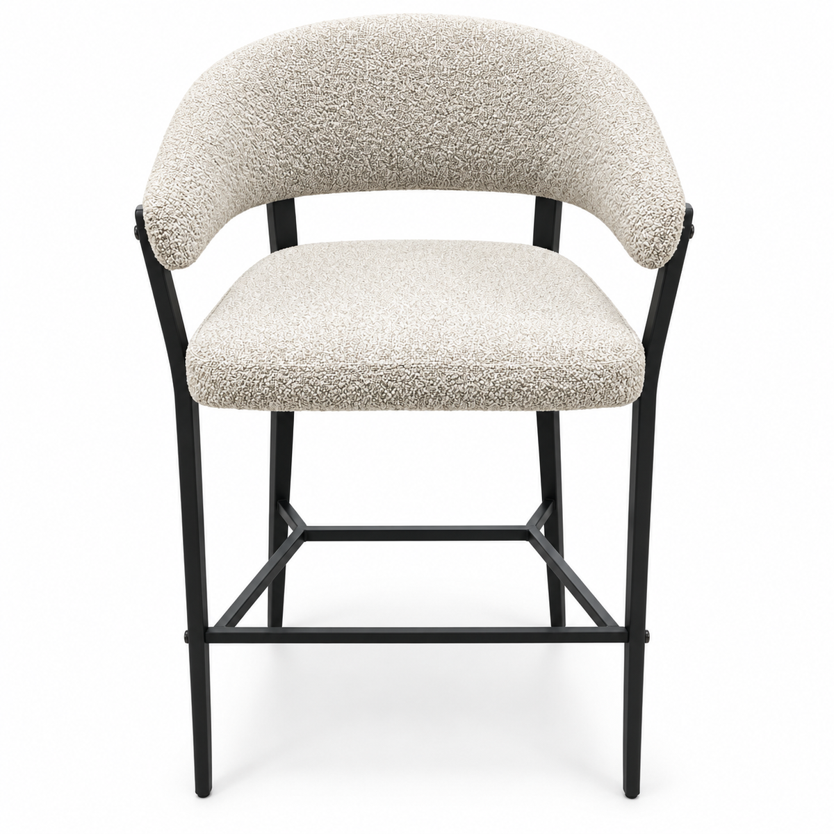 PAN Home Erwan Bouclé Bar Chair with Curved Backrest – Beige & Black