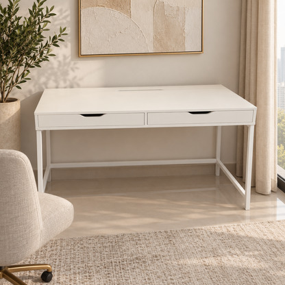 IKEA ALEX Desk with 2 Drawers &amp; Cable Management – White – 100 × 48 cm