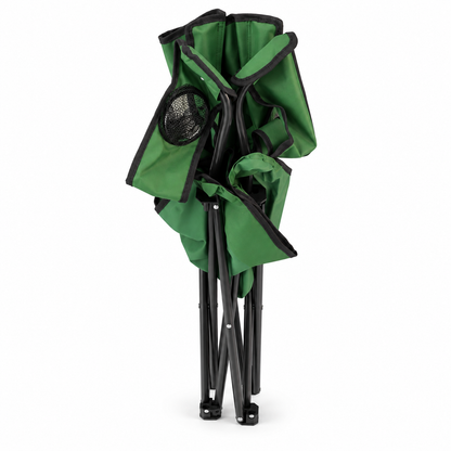 Portable Folding Camping Chair with Armrests & Cup Holder – Green