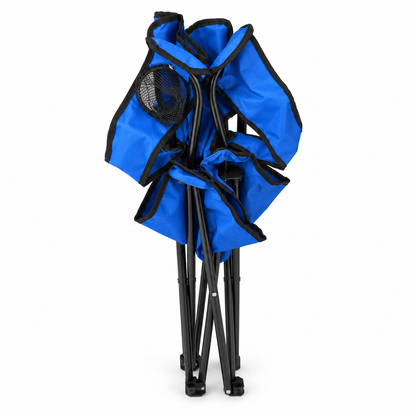 Portable Folding Camping Chair with Armrests & Cup Holder – Blue