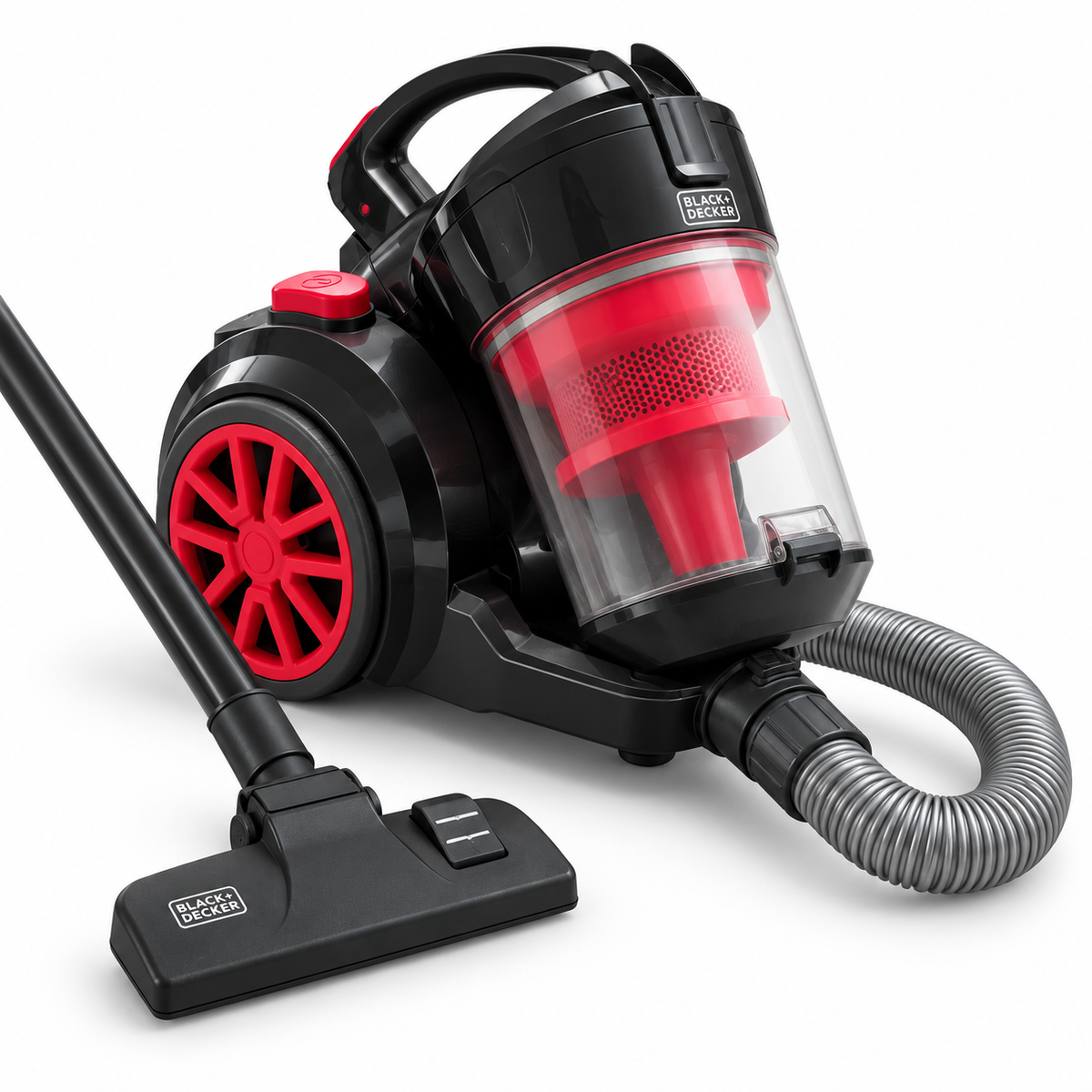 BLACK+DECKER VM1680 1600W Multicyclonic Bagless Vacuum Cleaner – Black & Red