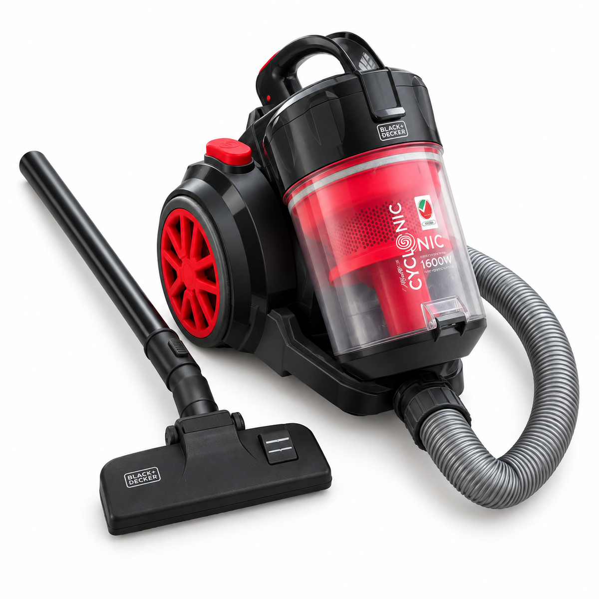 BLACK+DECKER VM1680 1600W Multicyclonic Bagless Vacuum Cleaner – Black & Red