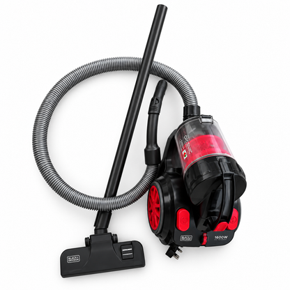 BLACK+DECKER VM1680 1600W Multicyclonic Bagless Vacuum Cleaner – Black & Red