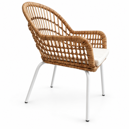 IKEA NILSOVE Chair with Armrests – Rattan / White