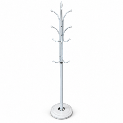 Aria Freestanding Metal Coat & Garment Stand with Multi-Hooks – White