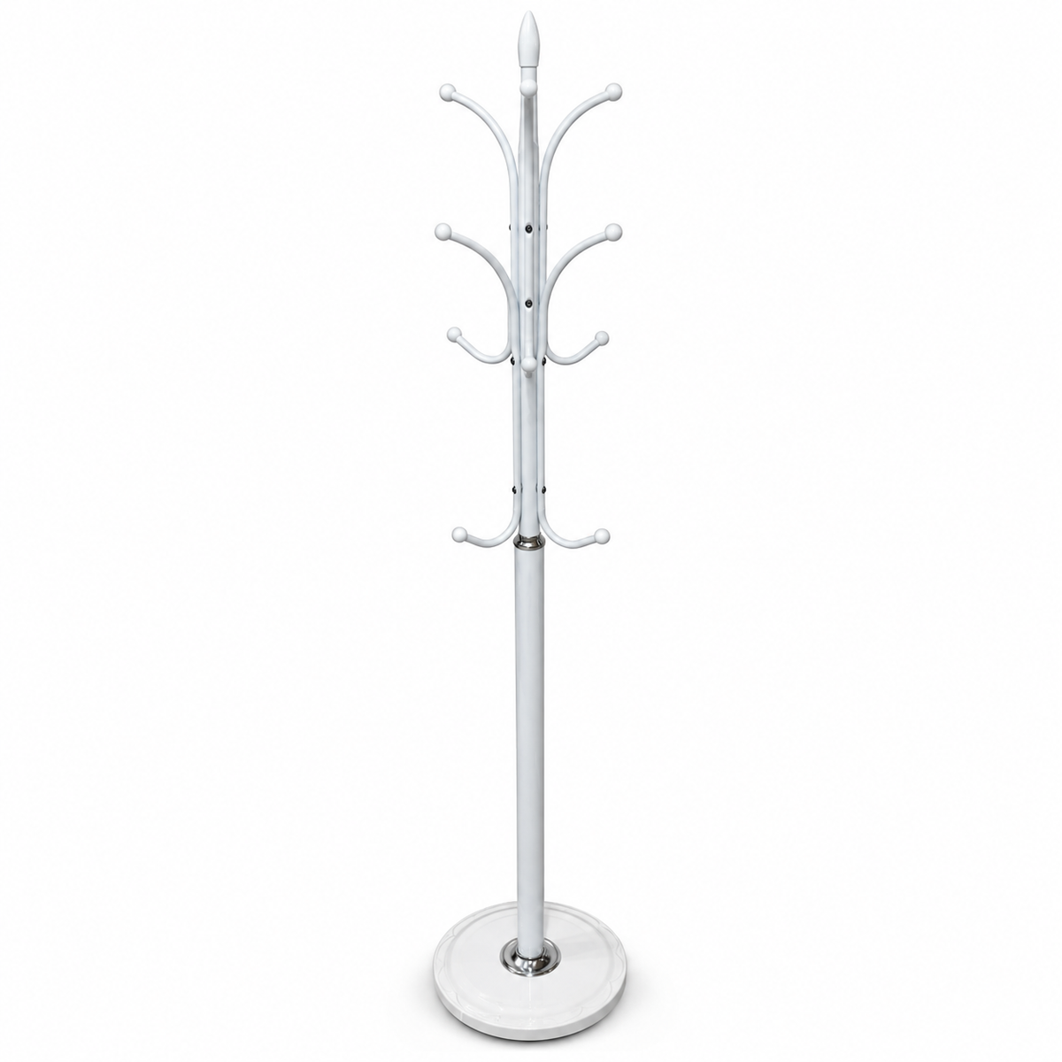 Aria Freestanding Metal Coat & Garment Stand with Multi-Hooks – White