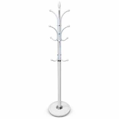 Aria Freestanding Metal Coat & Garment Stand with Multi-Hooks – White