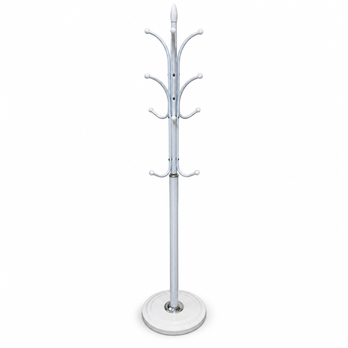 Aria Freestanding Metal Coat & Garment Stand with Multi-Hooks – White
