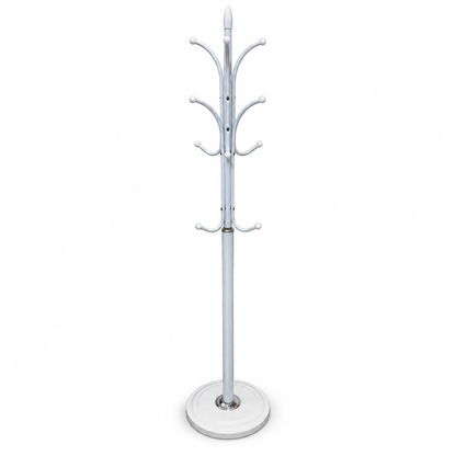 Aria Freestanding Metal Coat & Garment Stand with Multi-Hooks – White