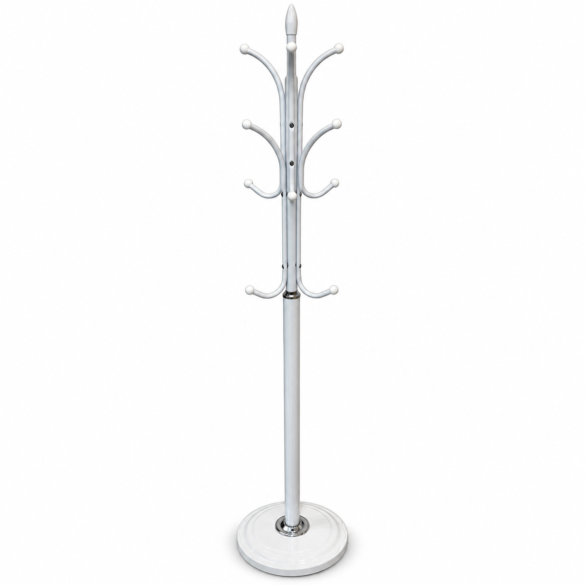 Aria Freestanding Metal Coat & Garment Stand with Multi-Hooks – White