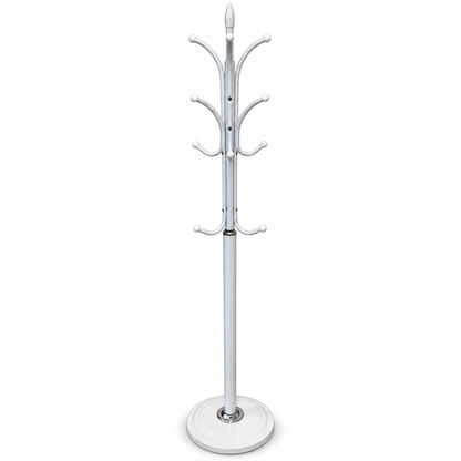 Aria Freestanding Metal Coat & Garment Stand with Multi-Hooks – White