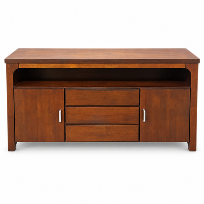 Wood Sideboard with 2 Doors, 3 Drawers & Open Shelf – 155 × 45 × 82 cm