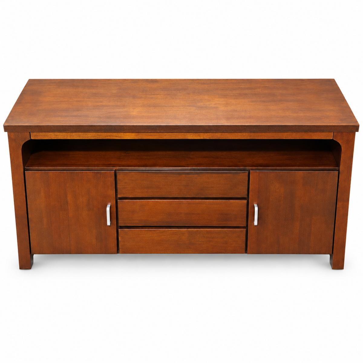 Wood Sideboard with 2 Doors, 3 Drawers & Open Shelf – 155 × 45 × 82 cm