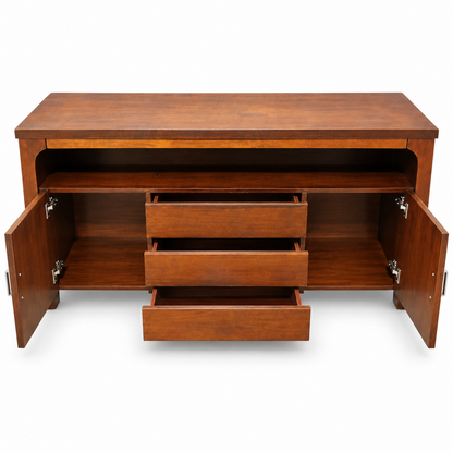 Wood Sideboard with 2 Doors, 3 Drawers & Open Shelf – 155 × 45 × 82 cm