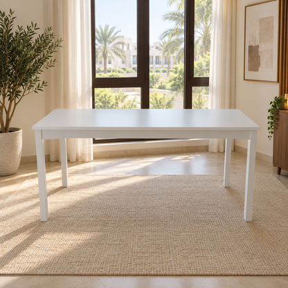 IKEA HAUGA 6-Seater Dining Table – White/Birch Veneer – 168 × 74 cm