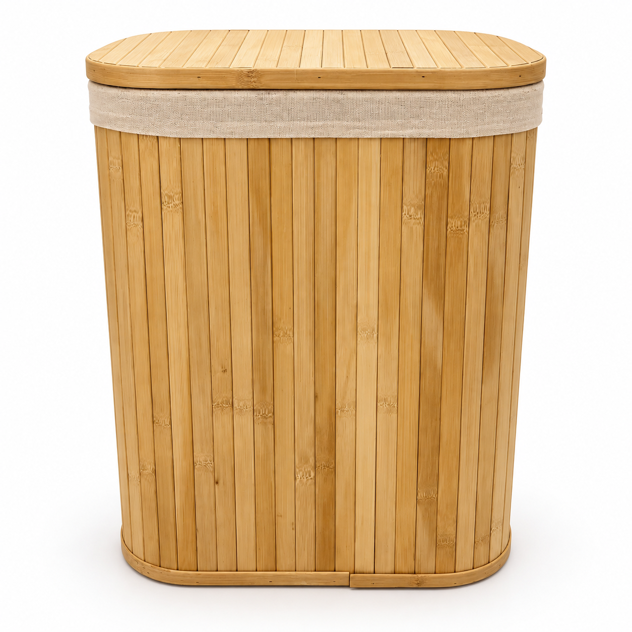 Home Box Rectangular Bamboo Laundry Basket with Lid – 72 L – Natural Brown