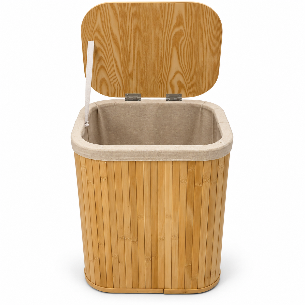 Home Box Rectangular Bamboo Laundry Basket with Lid – 72 L – Natural Brown