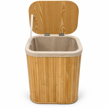 Home Box Rectangular Bamboo Laundry Basket with Lid – 72 L – Natural Brown